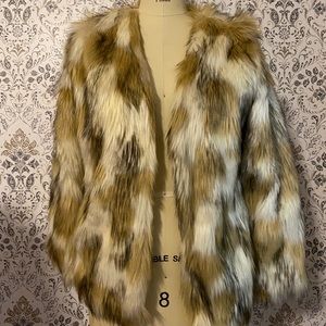 Faux fur open coat
